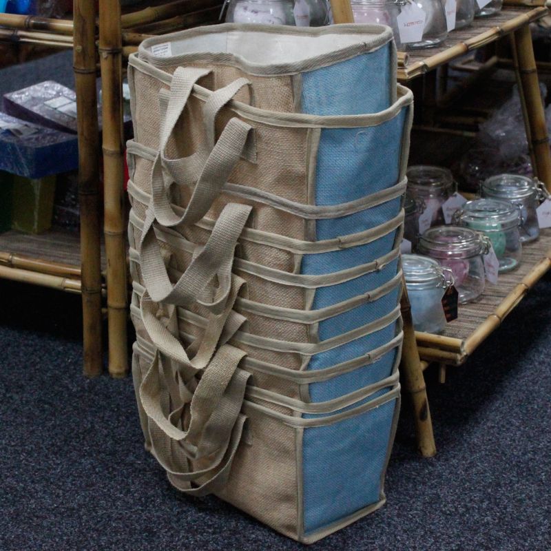 Natuurlijke Jute Winkelmand - Groot - 33x18x20cm - Grijs
