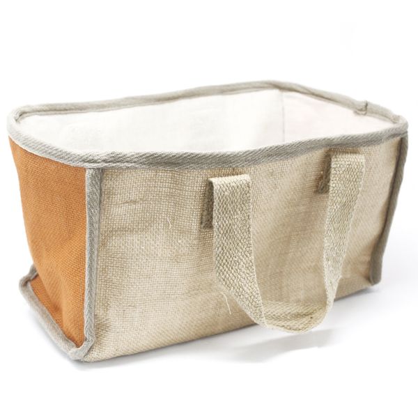 Natuurlijke Jute Winkelmand - Groot - 33x18x20cm - Okergeel