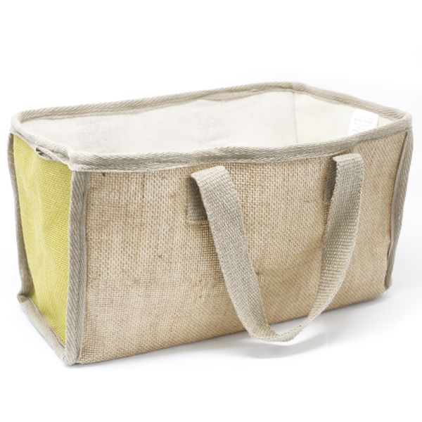 Natuurlijke Jute Winkelmand - Groot - 33x18x20cm - Geel