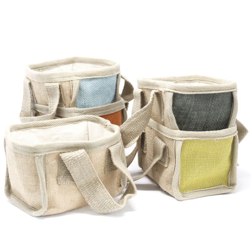 Natuurlijke Jute Winkelmand - Klein - 16x10x12cm - Okergeel