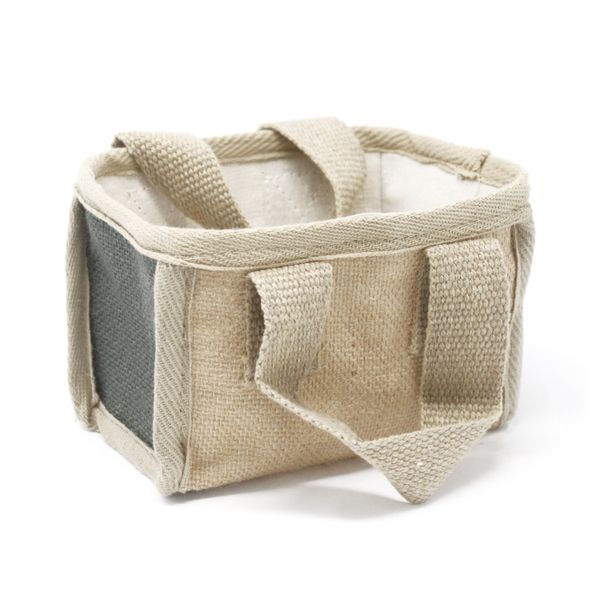 Natuurlijke Jute Winkelmand - Klein - 16x10x12cm - Grijs