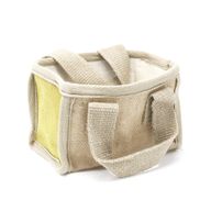 Natuurlijke Jute Winkelmand - Klein - 16x10x12cm - Geel