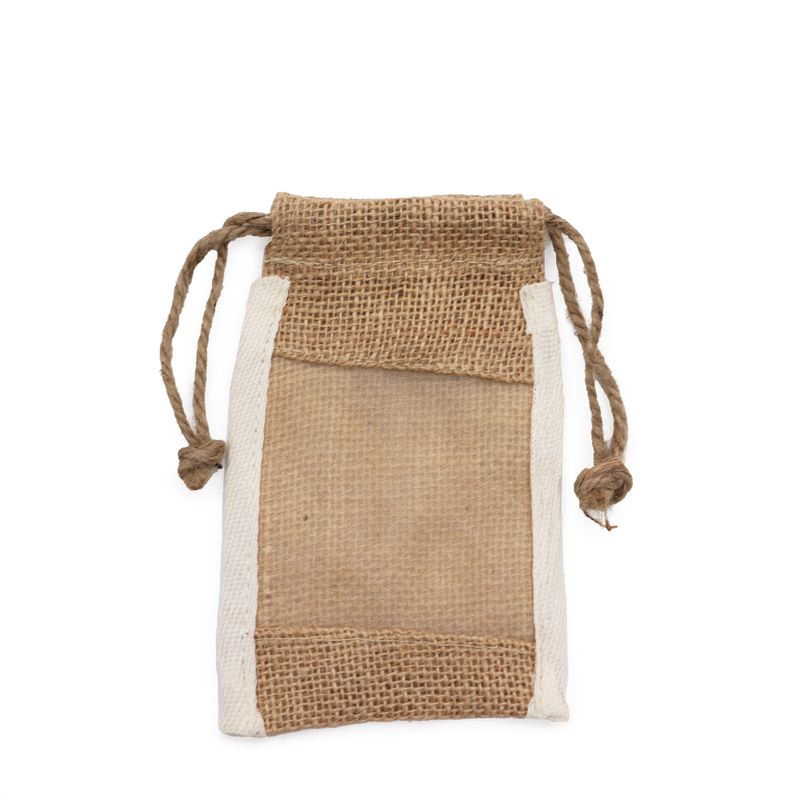 Jute Zakje met Venster - Small - 10cm x 15cm