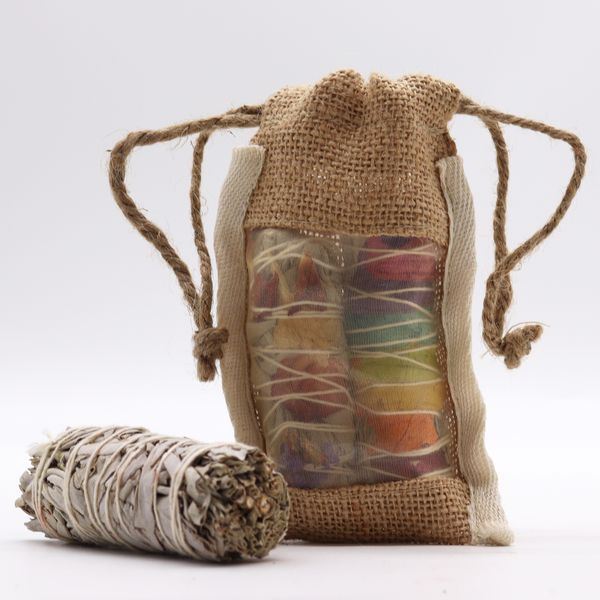 Jute Zakje met Venster - Small - 10cm x 15cm