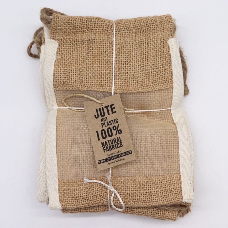 Jute Zakje met Venster - Medium - 21cm x 15cm