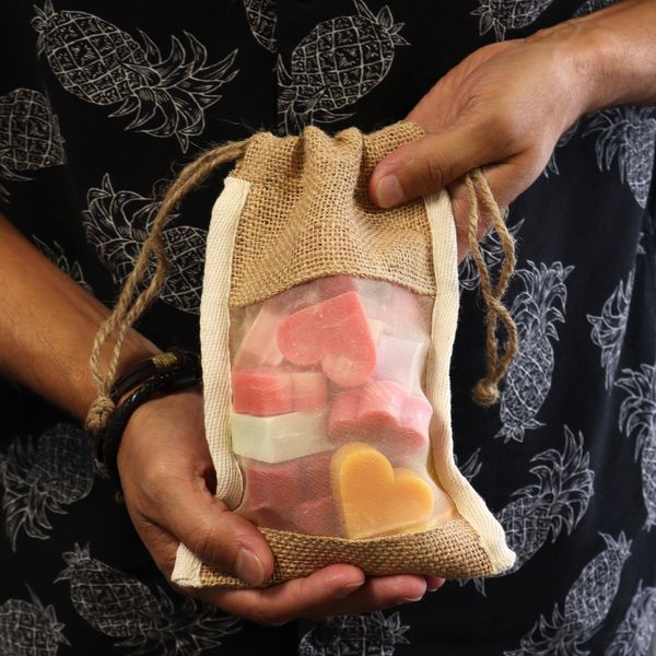 Jute Zakje met Venster - Large - 26cm x 15cm