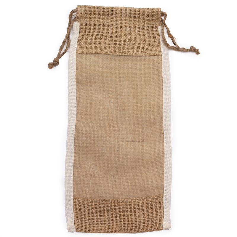 Jute Zakje met Venster - Lang - 35cm x 15cm
