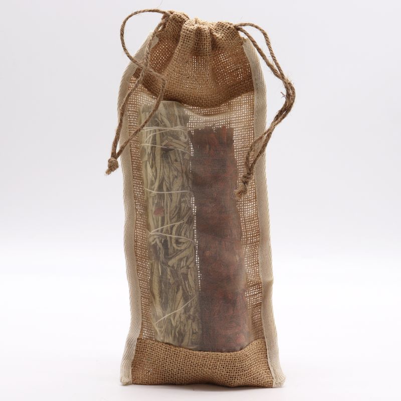 Jute Zakje met Venster - Lang - 35cm x 15cm