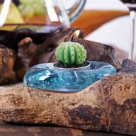 Gesmolten Glas op Houten Stronk - Kaars Houder