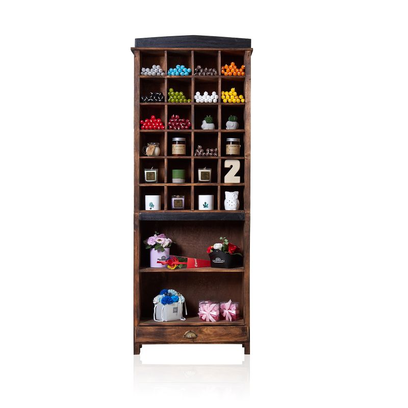 Handgemaakte Rustieke Display Kast voor Kaarsen - Brownwash
