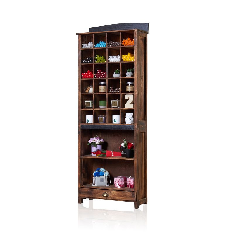 Handgemaakte Rustieke Display Kast voor Kaarsen - Brownwash