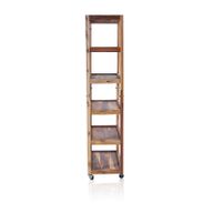 Display Kast met zes Planken en Zwenkwielen - Recycled Hardhout -  180 x 180 x 40cm