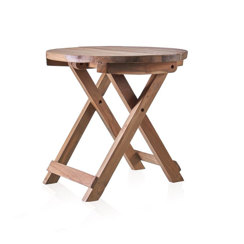 Ronde Opvouwbare Salontafel - Gerecycled Teakhout - 50 x 50cm