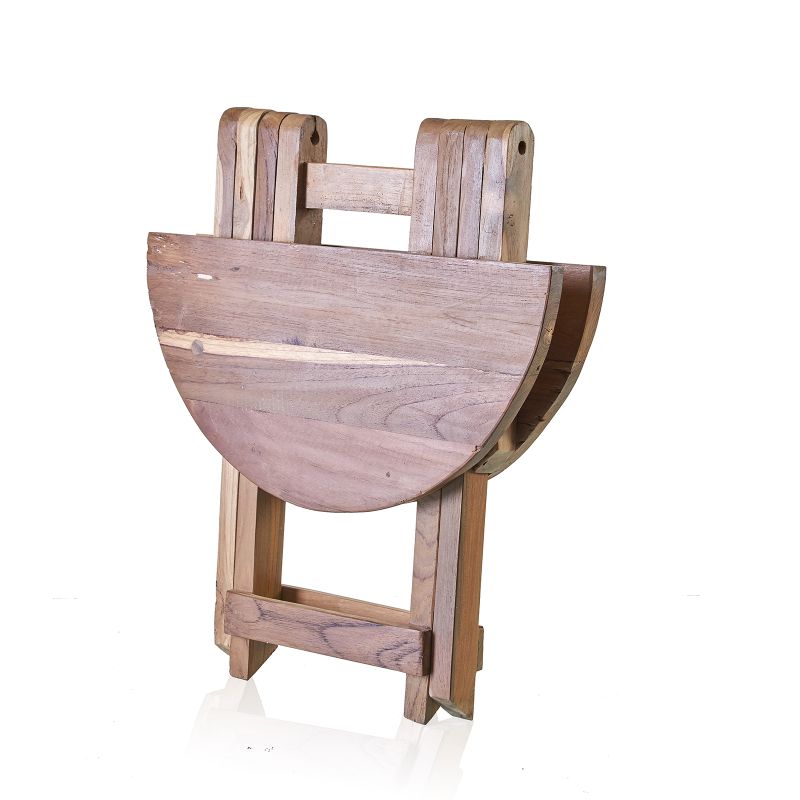 Ronde Opvouwbare Salontafel - Gerecycled Teakhout - 50 x 50cm