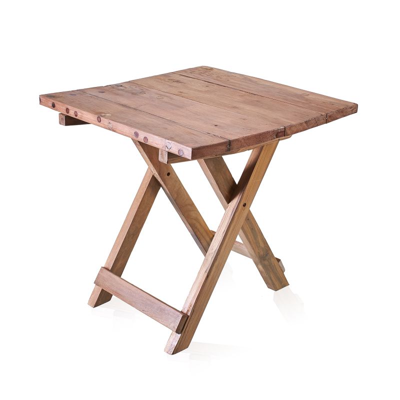 Vierkante Opvouwbare Salontafel - Gerecycled Teakhout - 50 x 50cm