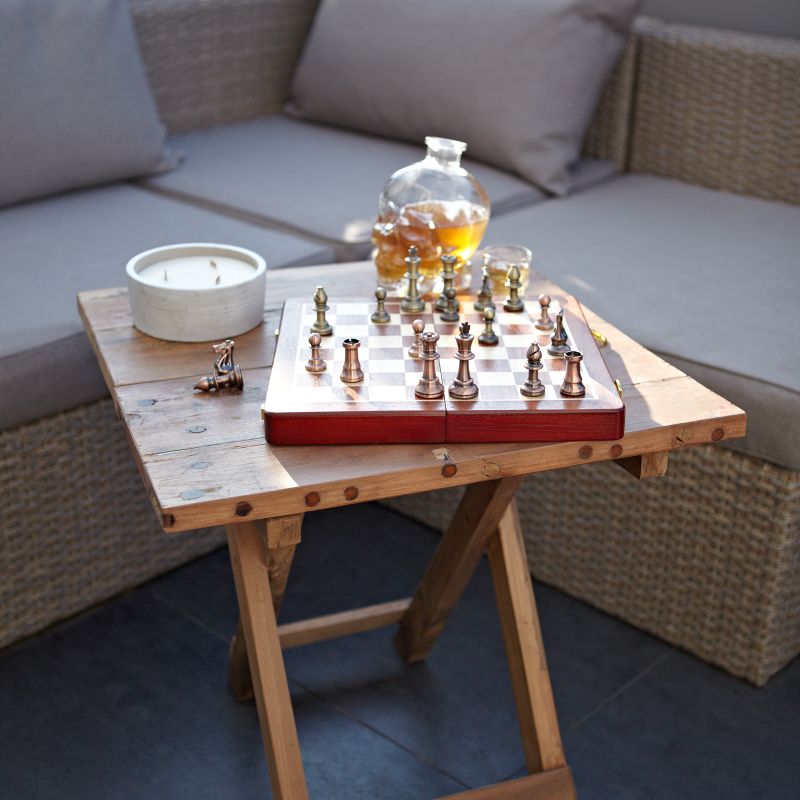 Vierkante Opvouwbare Salontafel - Gerecycled Teakhout - 50 x 50cm