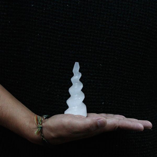 Seleniet Spiraal Eenhoorn Toren - 10 cm