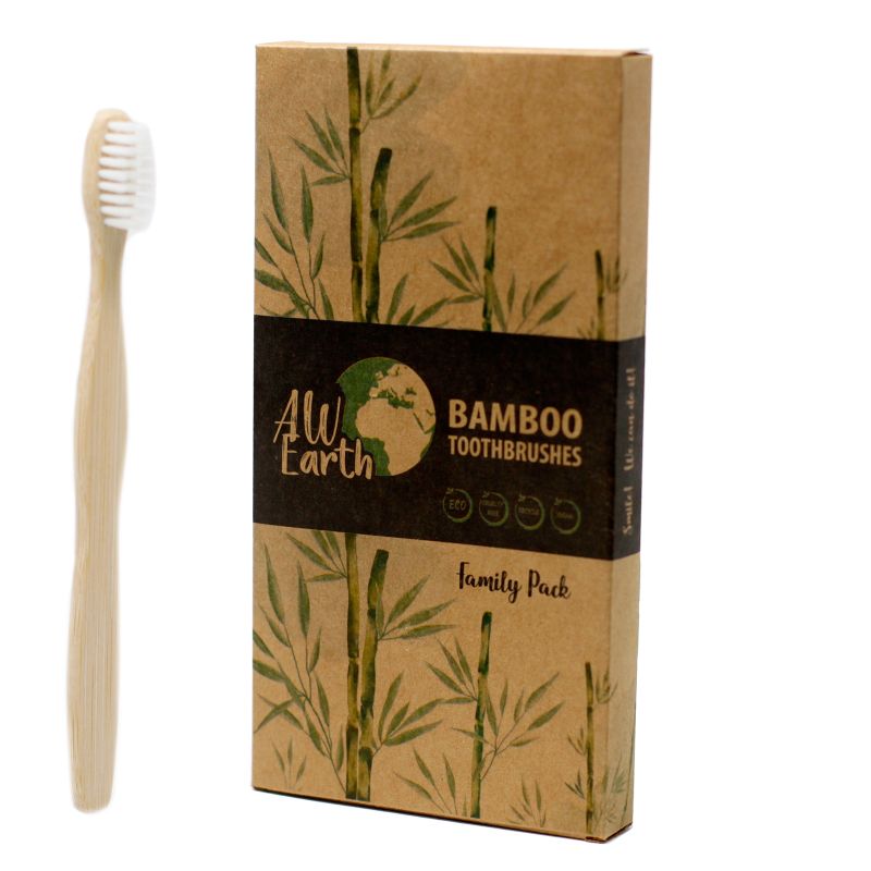 Bamboe Tandenborstel - Wit - Family Pack van 4 - Med Soft