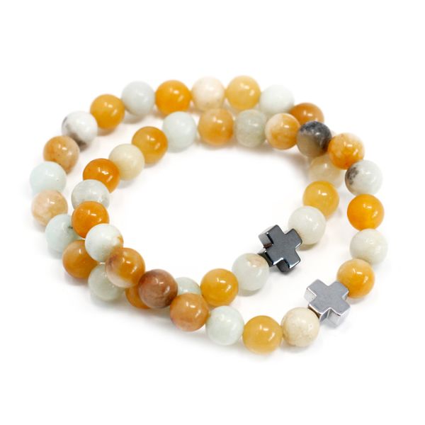 Set van 2 Edelstenen Vriendschaps Armbanden - Loyaliteit - Amazoniet & Gele Jaspis
