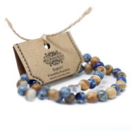Set van 2 Edelstenen Vriendschaps Armbanden - Protection - Dalmatische Jaspis & Gele Agaat