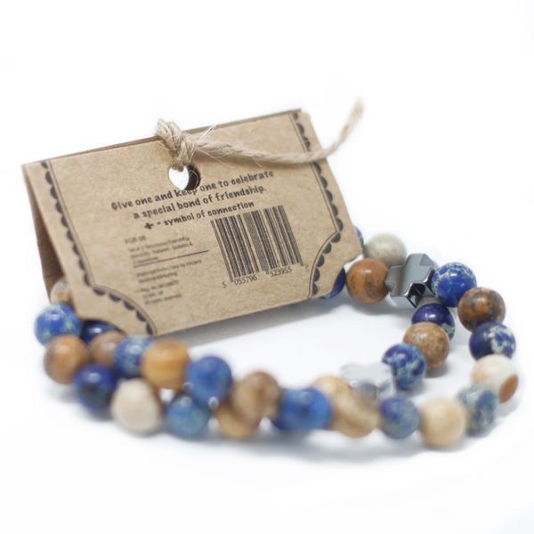 Set van 2 Edelstenen Vriendschaps Armbanden - Loyaliteit - Amazoniet & Gele Jaspis