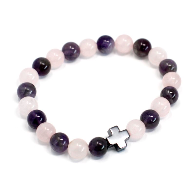 Set van 2 Edelstenen Vriendschaps Armbanden - Liefde - Amethist & Rozenkwarts