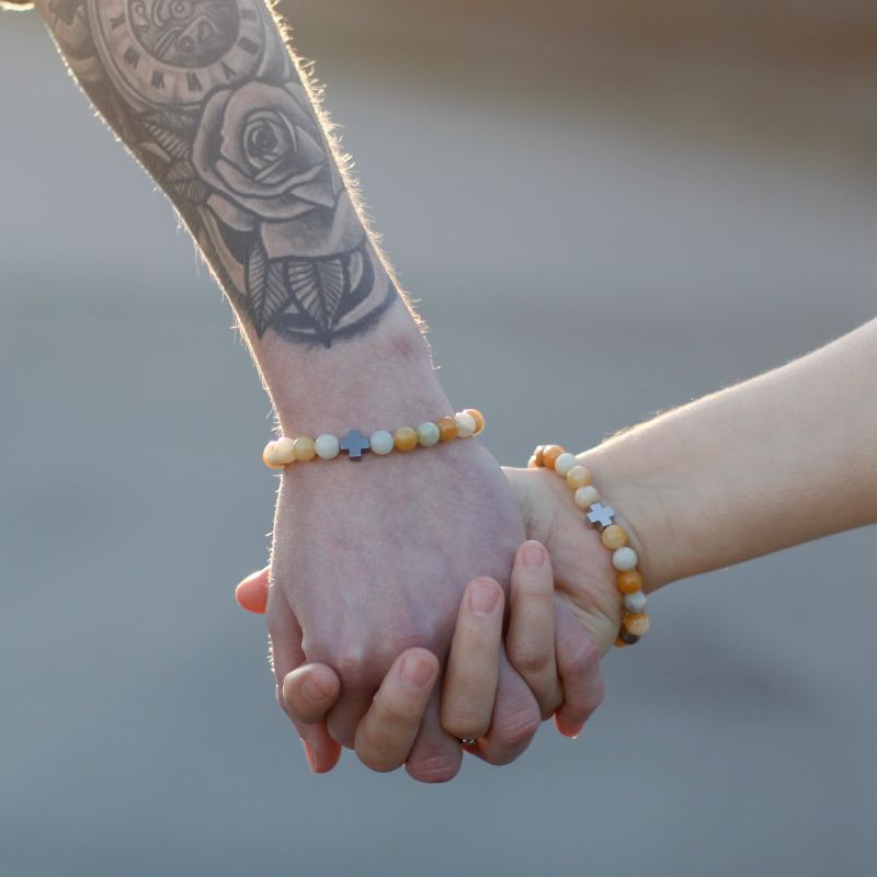 Set van 2 Edelstenen Vriendschaps Armbanden - Eeuwigheid - Luipaardhuid Jaspis & Lavasteen