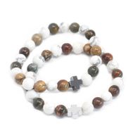 Set van 2 Edelstenen Vriendschaps Armbanden - Vrede - Picasso Jaspis & Witte Howliet