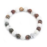 Set van 2 Edelstenen Vriendschaps Armbanden - Vrede - Picasso Jaspis & Witte Howliet