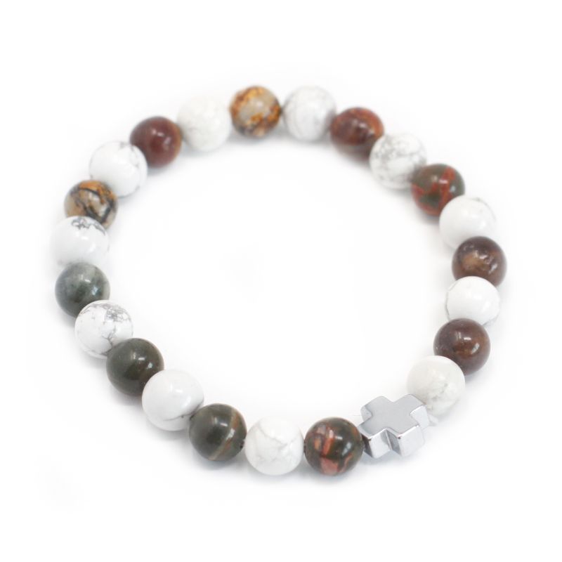 Set van 2 Edelstenen Vriendschaps Armbanden - Vrede - Picasso Jaspis & Witte Howliet
