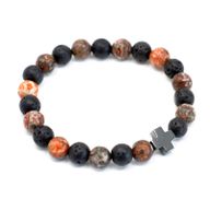 Set van 2 Edelstenen Vriendschaps Armbanden - Eeuwigheid - Luipaardhuid Jaspis & Lavasteen