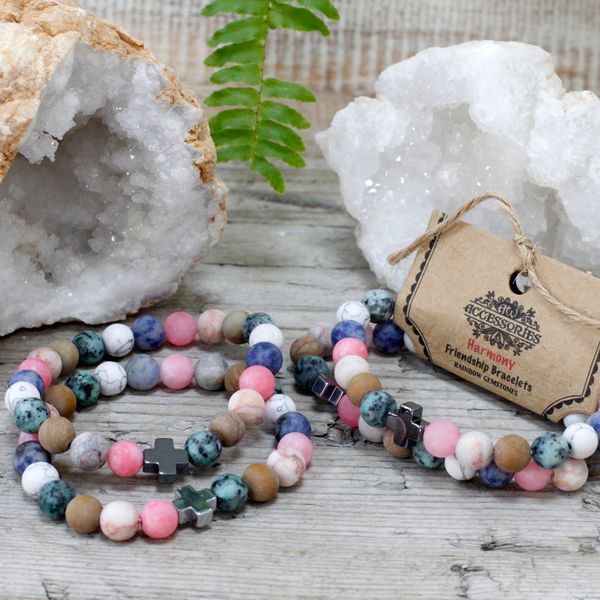 Set van 2 Edelstenen Vriendschaps Armbanden - Harmonie - Regenboog Edelstenen