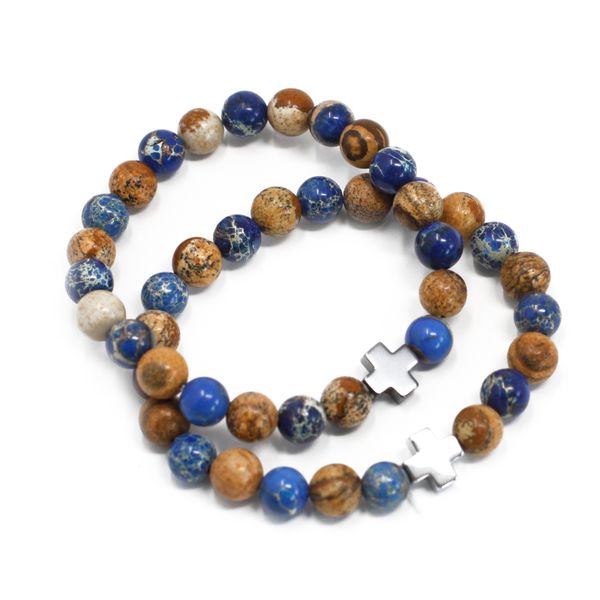 Set van 2 Edelstenen Vriendschaps Armbanden - Ondersteuning - Sodalite & Picture Steen