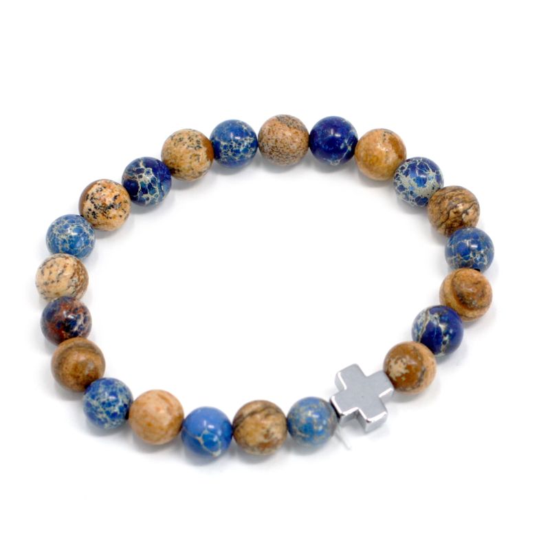 Set van 2 Edelstenen Vriendschaps Armbanden - Ondersteuning - Sodalite & Picture Steen