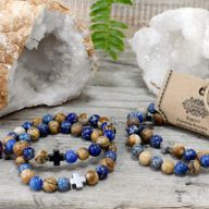 Set van 2 Edelstenen Vriendschaps Armbanden - Ondersteuning - Sodalite & Picture Steen