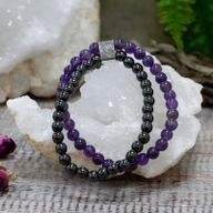 Dubbele Magnetische Edelsteen Armband - Amethist