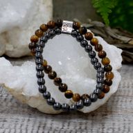 Dubbele Magnetische Edelsteen Armband - Tijgeroog