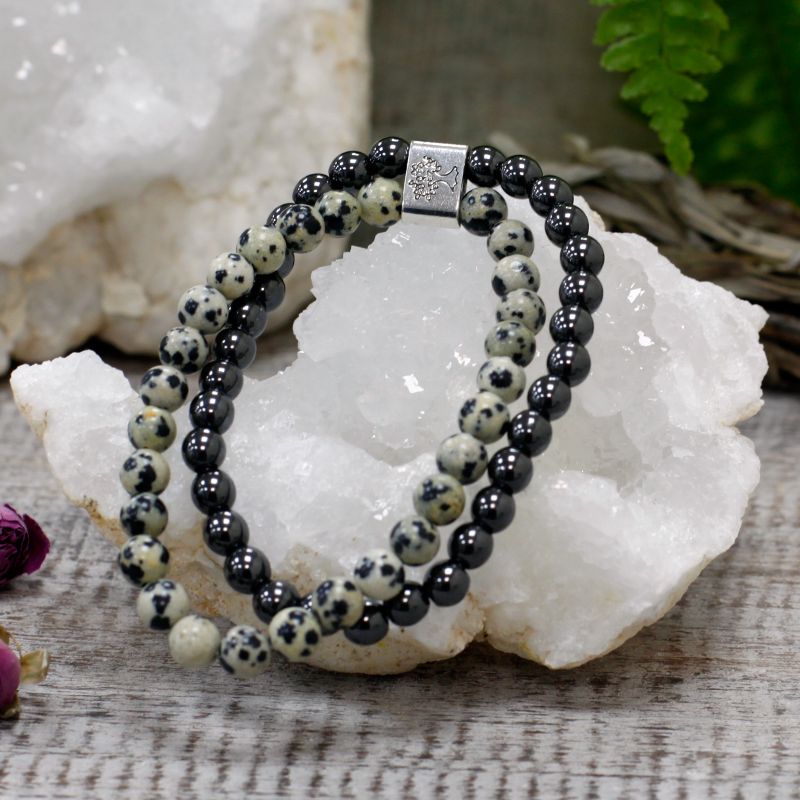 Dubbele Magnetische Edelsteen Armband - Dalmatische Jaspis