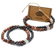 Dubbele Magnetische Edelsteen Armband - Luipaardvel