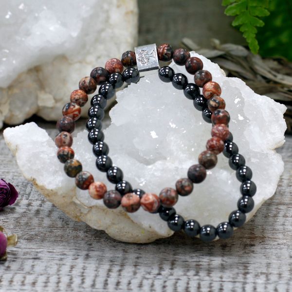 Dubbele Magnetische Edelsteen Armband - Luipaardvel