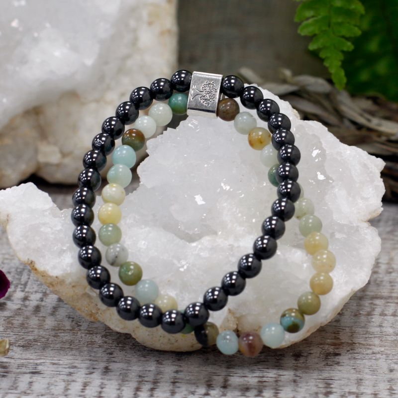 Dubbele Magnetische Edelsteen Armband - Amazoniet