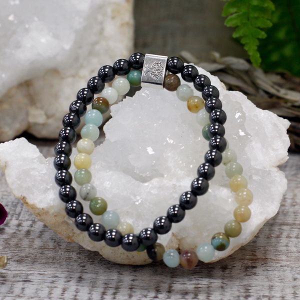 Dubbele Magnetische Edelsteen Armband - Amazoniet