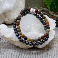 Dubbele Magnetische Edelsteen Armband - Picasso Jaspis