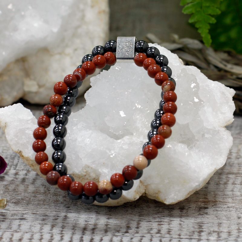Dubbele Magnetische Edelsteen Armband - Rode Steen
