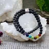 Dubbele Magnetische Edelsteen Armband - Zwarte Steen Chakra