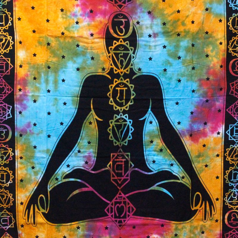 Bedsprei/Wandkleed Katoen - Dubbel - Chakra Boeddha - 235 x 210 cm