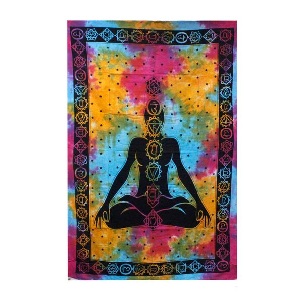 Bedsprei/Wandkleed Katoen - Enkel - Chakra Boeddha - 140 x 210 cm