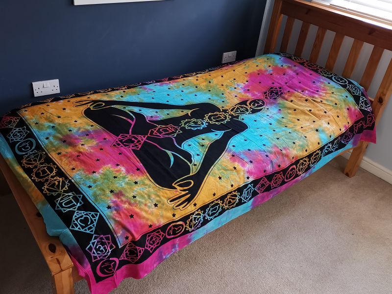 Bedsprei/Wandkleed Katoen - Enkel - Chakra Boeddha - 140 x 210 cm