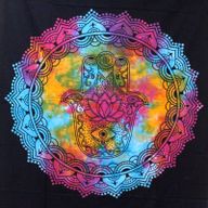 Bedsprei/Wandkleed Katoen - Dubbel - Zwarte Hamsa - 235 x 210 cm