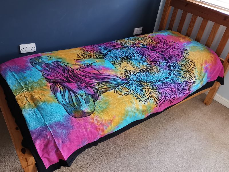 Bedsprei/Wandkleed Katoen - Enkel - Vreedzame Boeddha - 140 x 210 cm